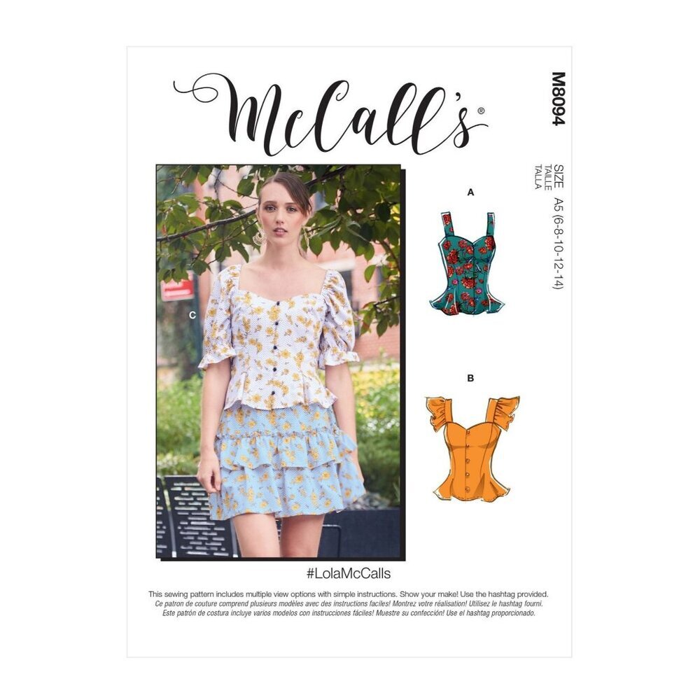 McCalls‎ Sewing Pattern M8094 Top Shirt Misses Size 6-14